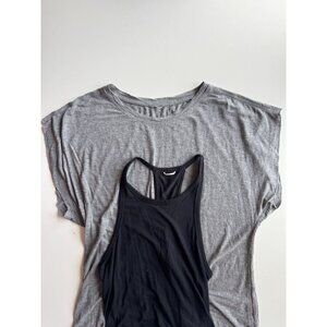 Lot of 2 KIT & ACE Jersey Tops - Grey Muscle T-Shirt & Black Racerback Tank